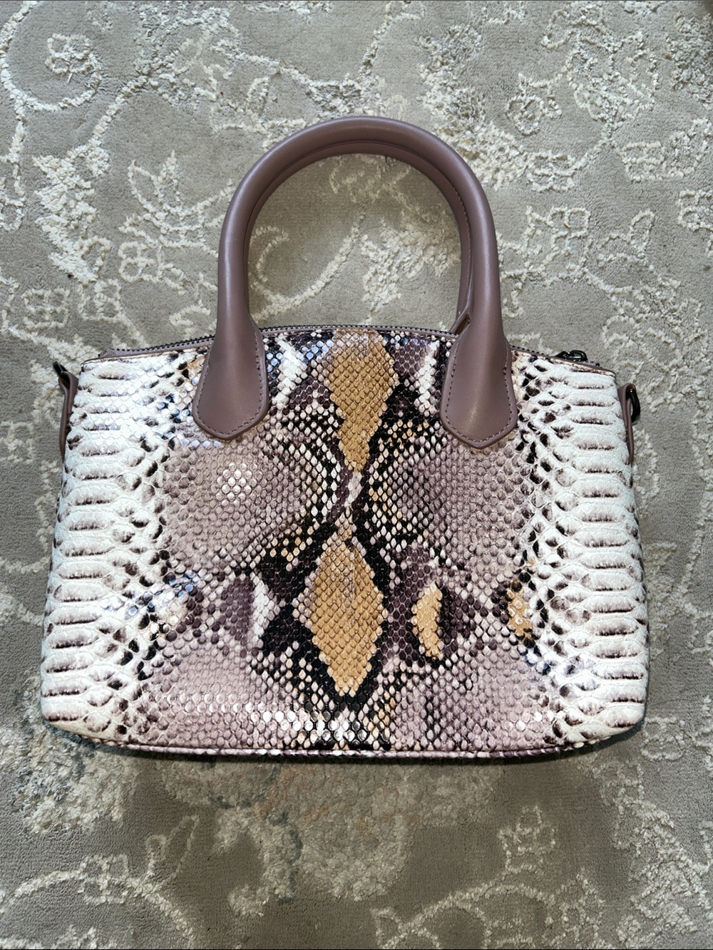 a new day Taupe and Yellow Snake-Print Top-Handle Satchel